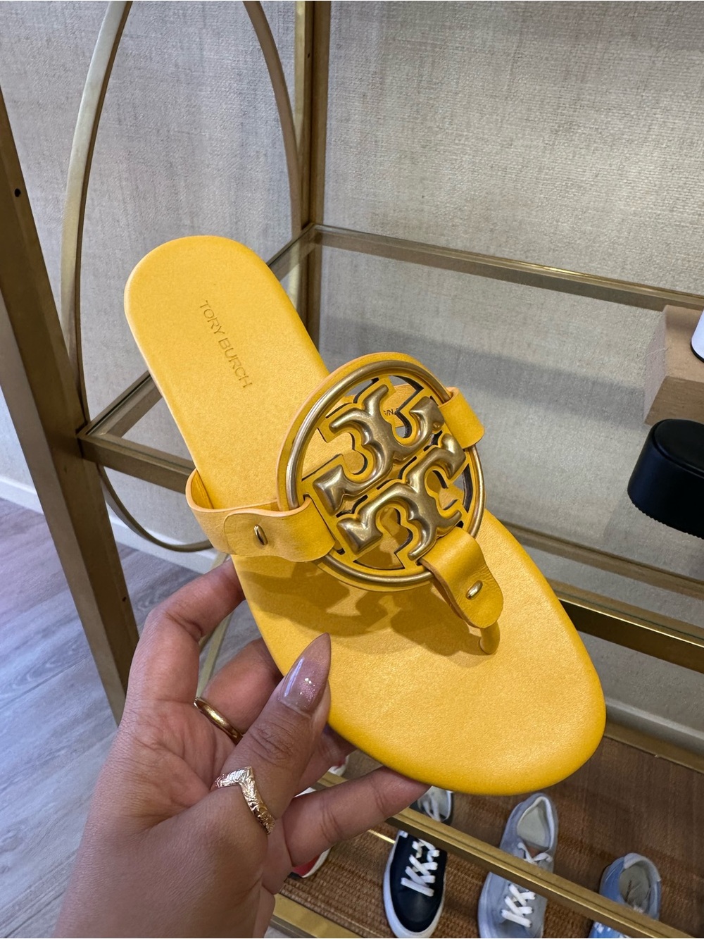 Tory Burch Bright Yellow Miller Logo Thong Sandal